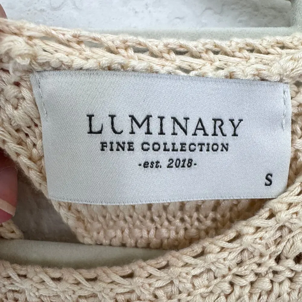 Luminary Collection Womens Knit Sleeveless Top Size S Ruffle Bringe Boho Neutral